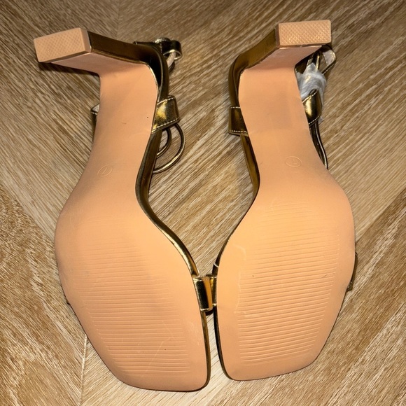 NWOT Lulus Troyes Gold Square Toe Lace-Up High Heel Sandals - Picture 8 of 8